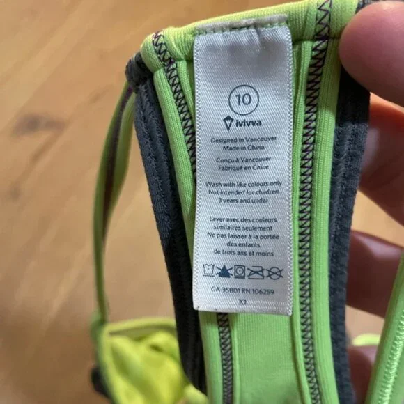 Ivivva Athletica by Lululemon Double Dutch Neon Tank Top Built-in Sports Bra 10 - Picture 3 of 5